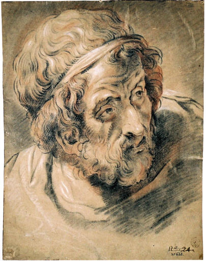 Tête de vieillard barbu de trois quarts face vers la droite., David, 2e moitié 18e siècle, 1er quart 19e siècle