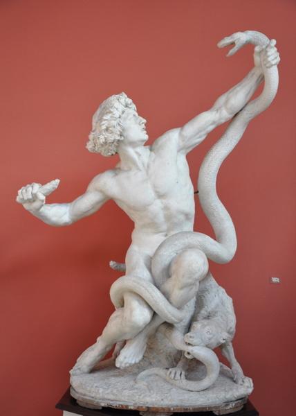 L'Age de pierre ; Homme combattant un serpent_0