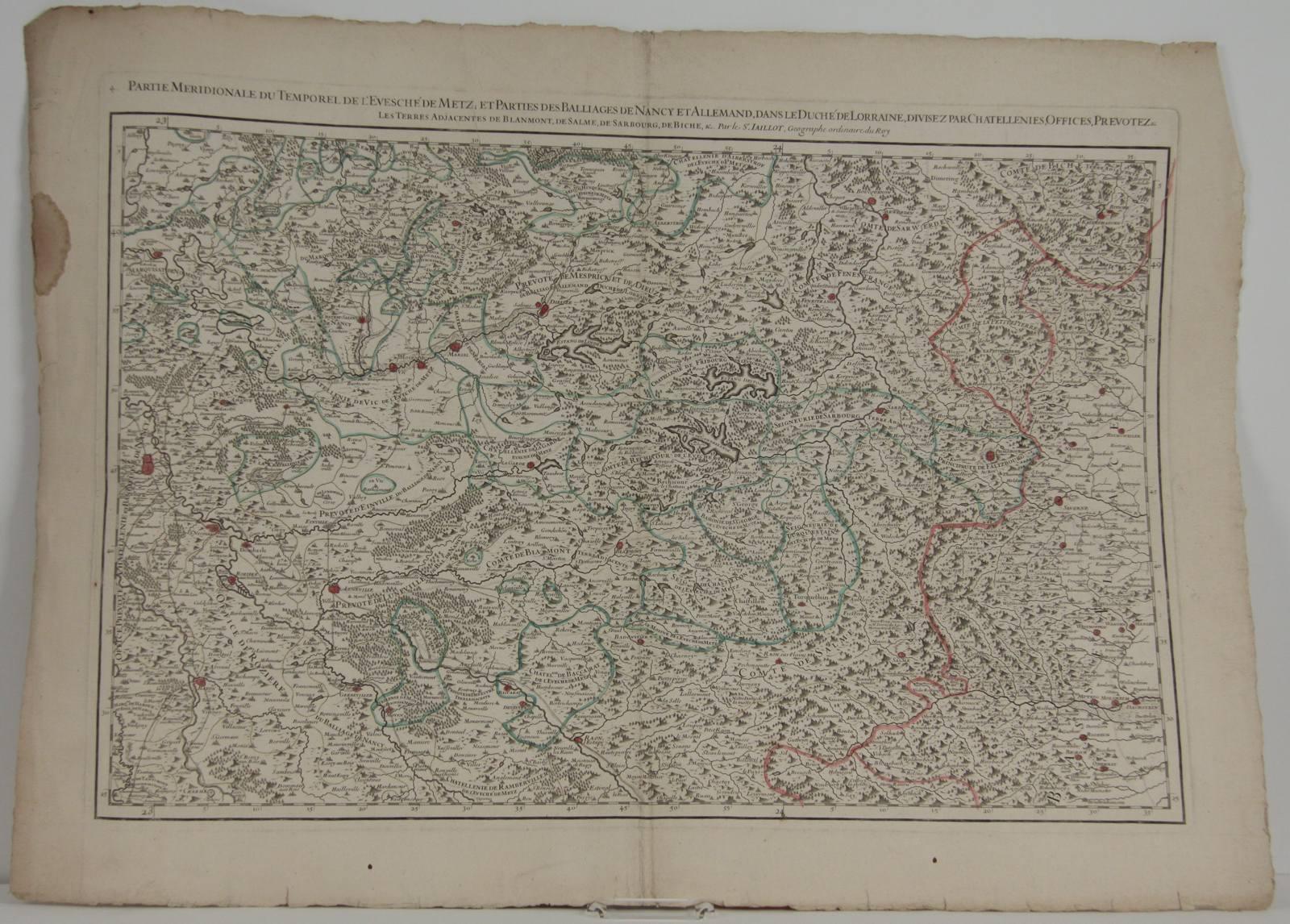 Carte des évêchés de Metz, Nancy et Lorraine, Alexis Hubert Jaillot, 2e moitié 17e siècle, 1er quart 18e siècle