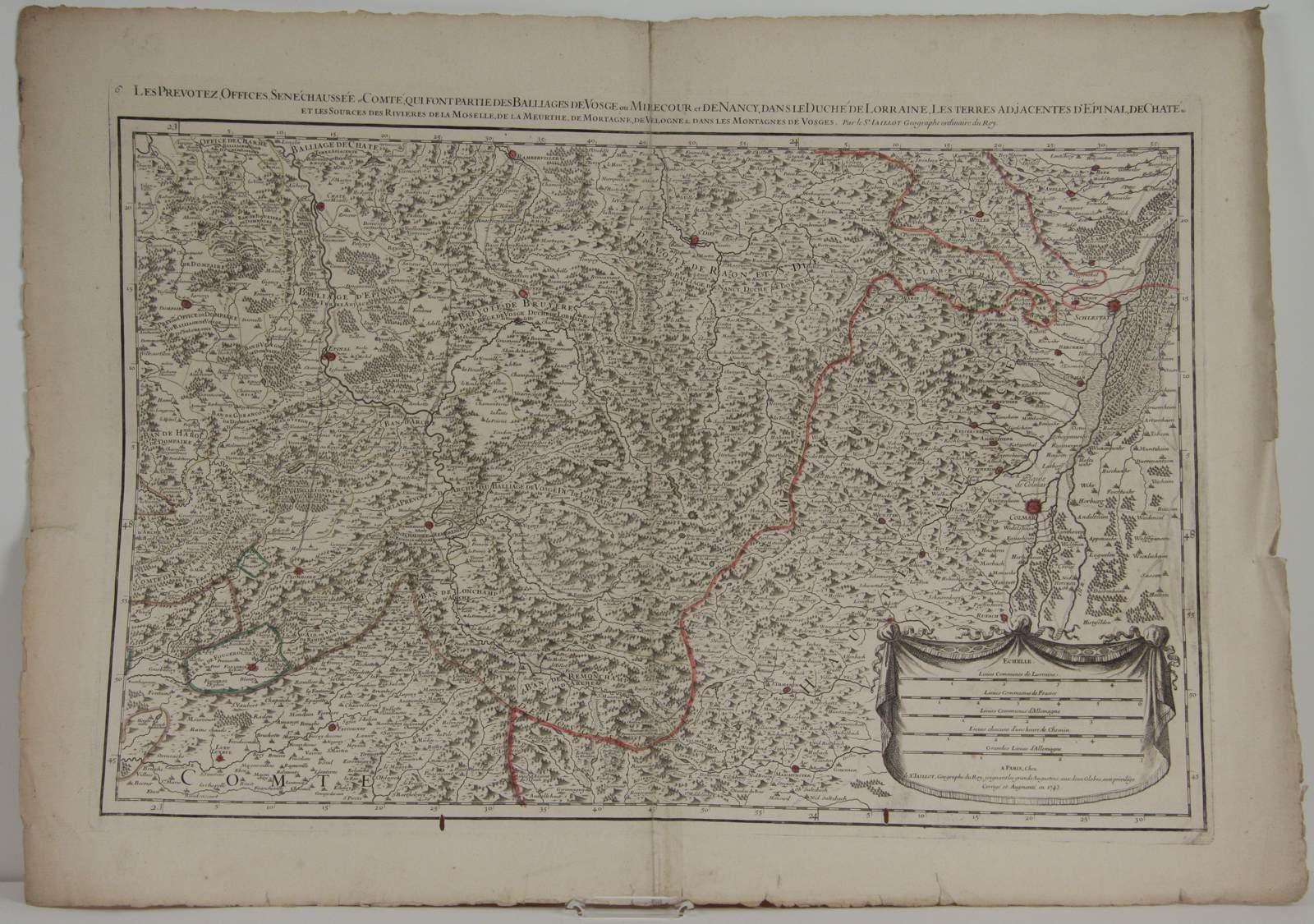 Carte des Bailliages de Vosges, de Nancy et d'Epinal de Chaté, Alexis Hubert Jaillot, 1er quart 18e siècle