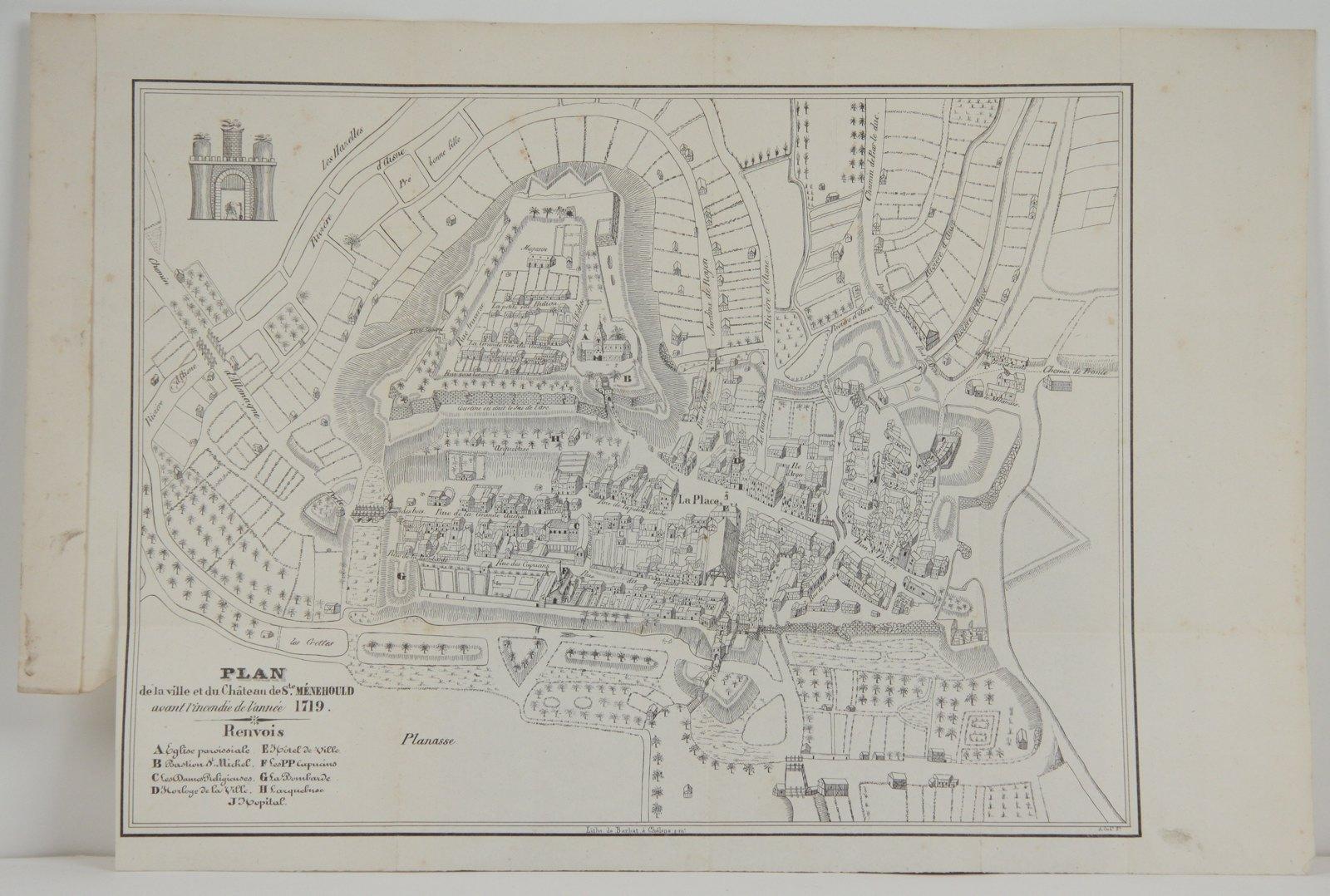 Plan de la ville et du château de Sainte Ménehould avant l'incendie de 1719_0