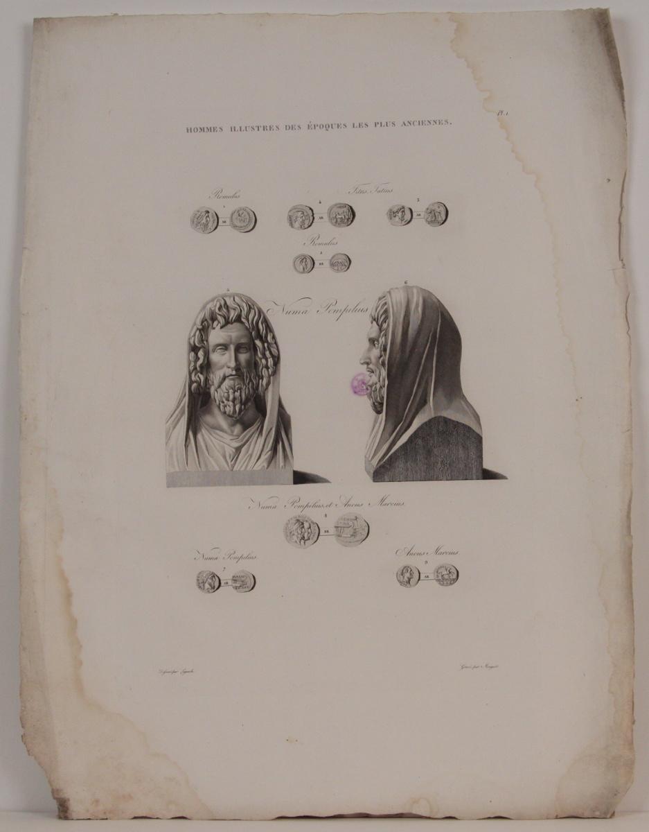 Planches de l'iconographie romaine (pl 01) : Hommes illustres des époques les plus anciennes : Numa Pompilius_0