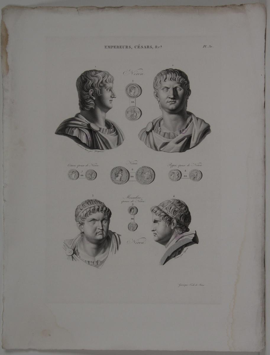 Planches de l'iconographie romaine (pl 30) : Empereurs, Césars, &Ca. : Néron, Messaline épouse de Néron_0