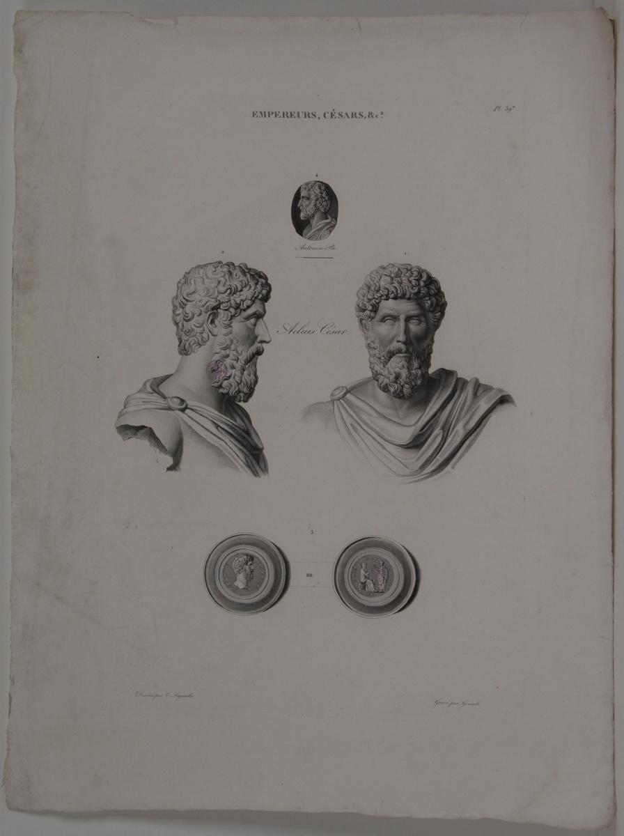 Planches de l'iconographie romaine (pl 39) : Empereurs, Césars, &Ca. : Antonin le pieux et de Aelius César_0