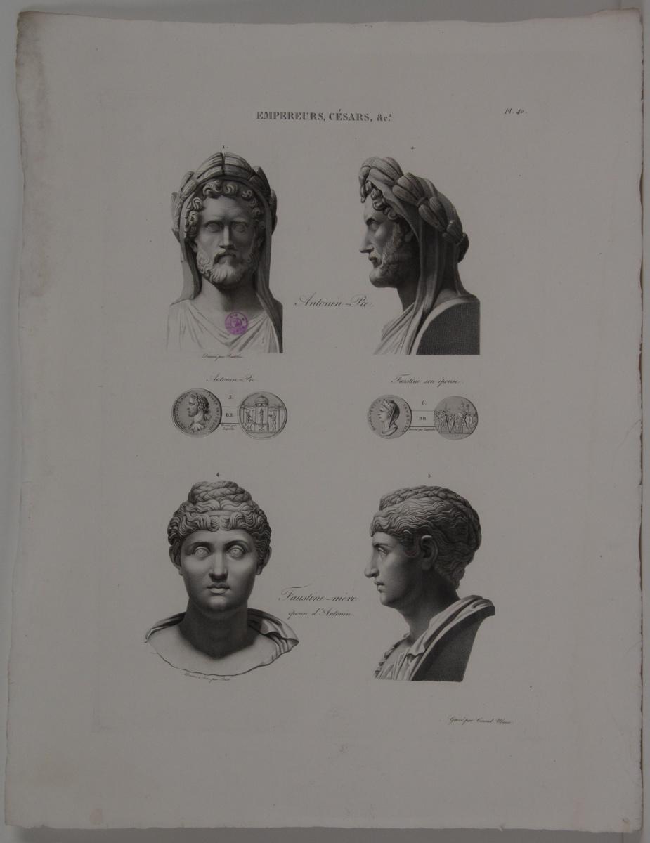 Planches de l'iconographie romaine (pl 40) : Empereurs, Césars, &Ca. : Antonin le Pieux et Faustine mère, son épouse_0