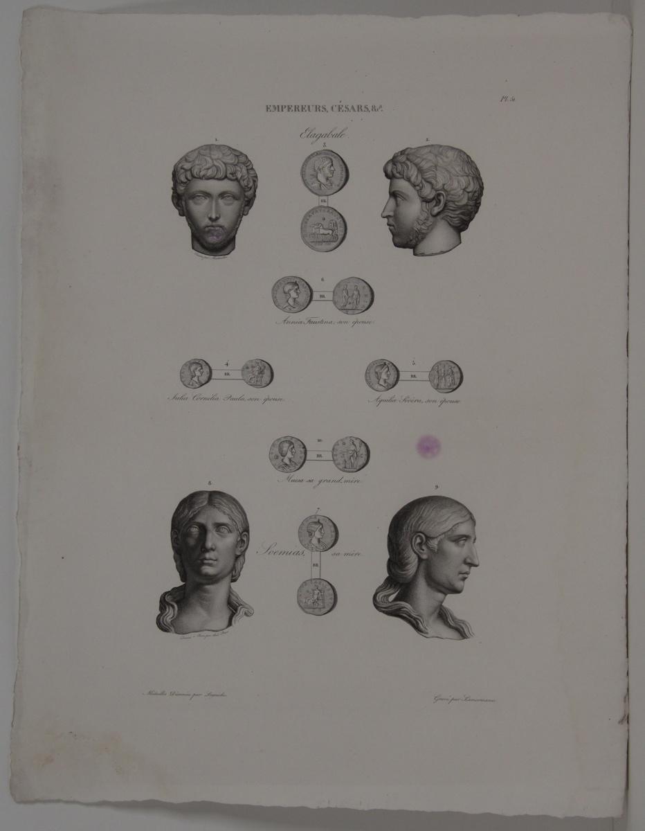Planches de l'iconographie romaine (pl 50) : Empereurs, Césars, &Ca. : Elagabal, Annia Faustina, son épouse_0