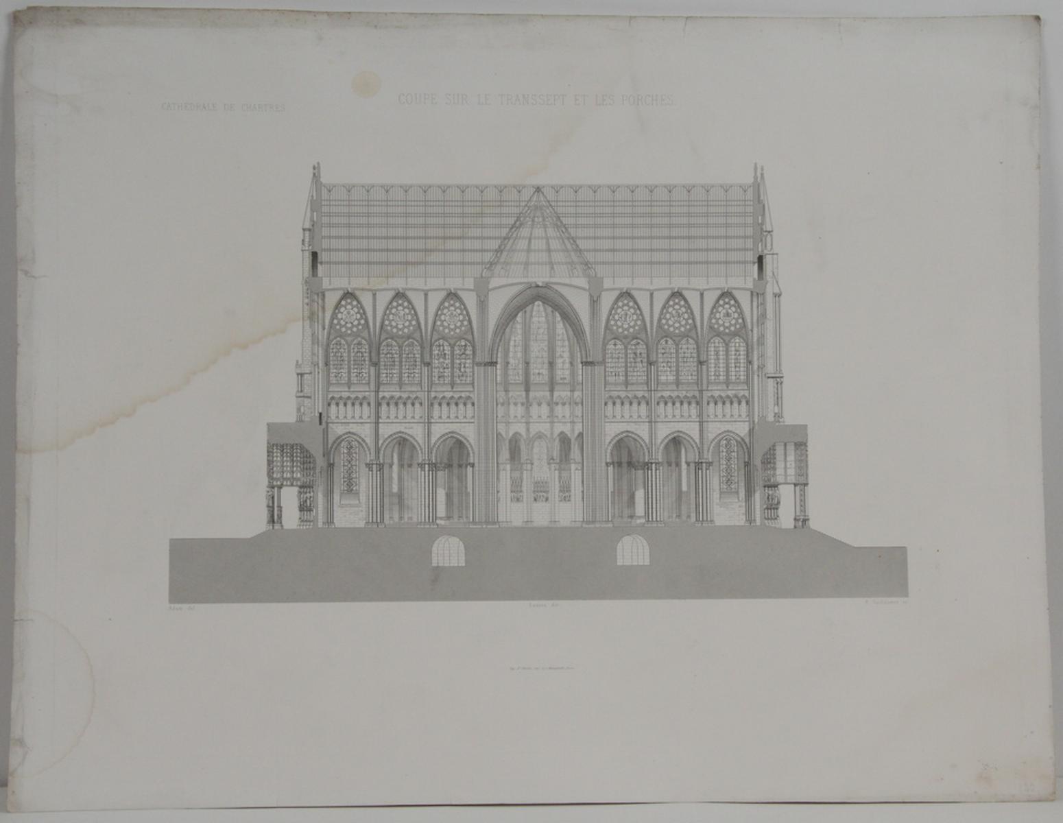 Cathédrale de Chartres, coupe sur le transept et les porches_0