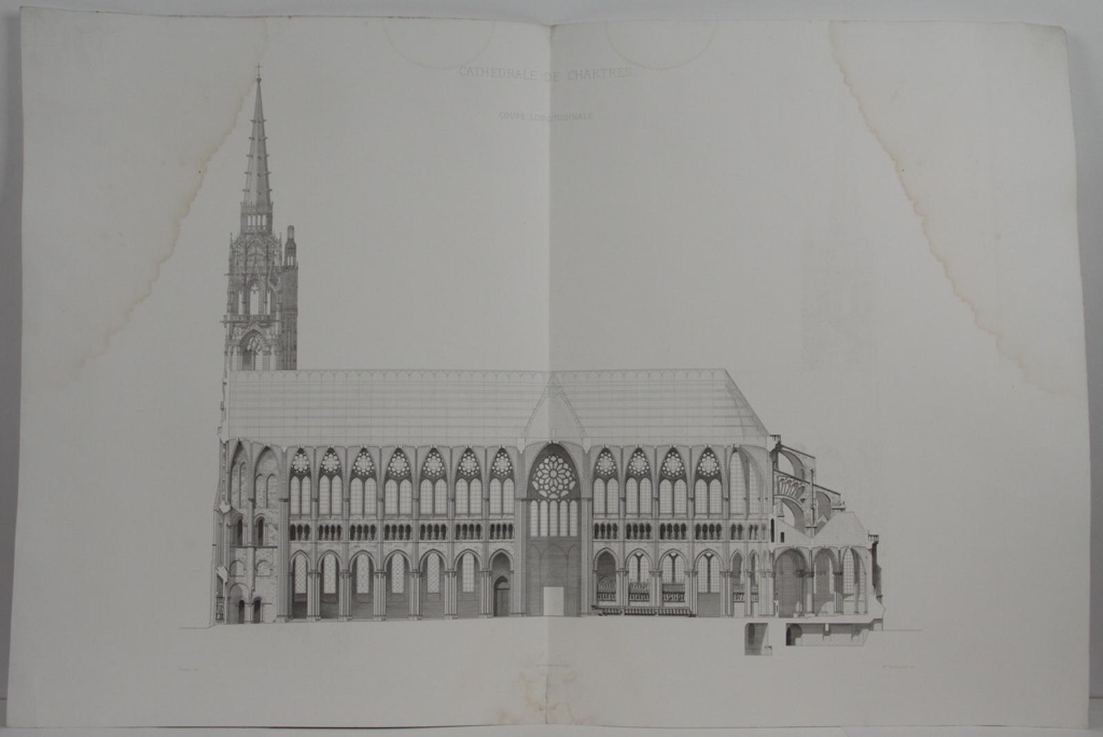 Cathédrale de Chartres, coupe longitudinale, Adams, 2e moitié 19e siècle