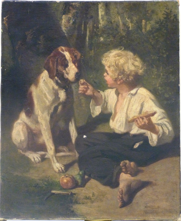 Enfant et son chien, Edouard Armand-Dumaresq, 19e siècle