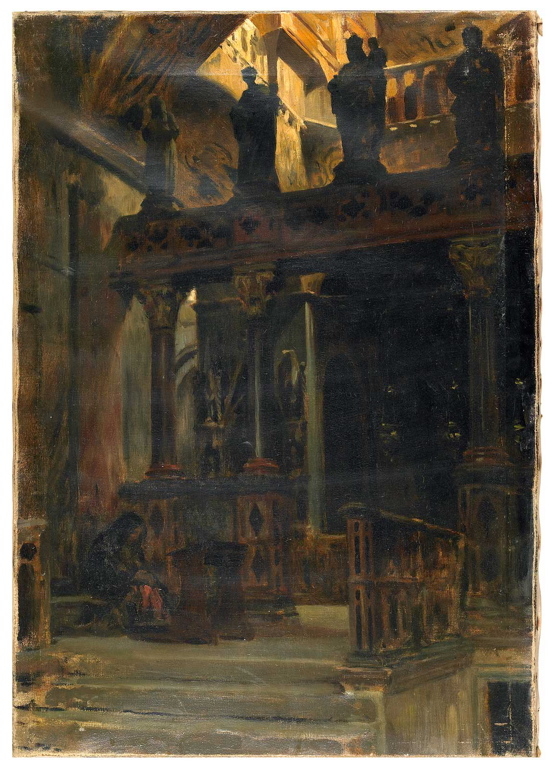 Intérieur de cathédrale, Jean-Adolphe Chudant, 19e siècle