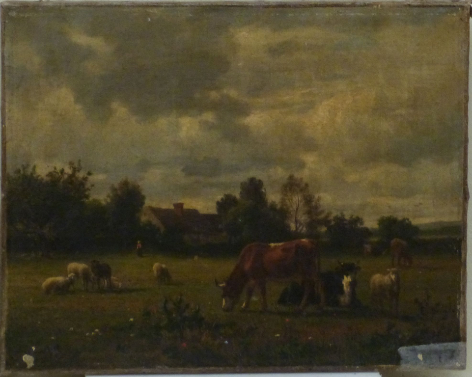 Bétail au pâturage, Raymond Noël Esbrat, 19e siècle