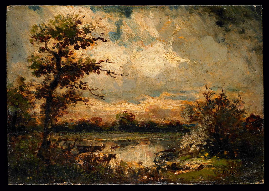 Vaches près d'un étang, Léon Victor Dupré, 19e siècle