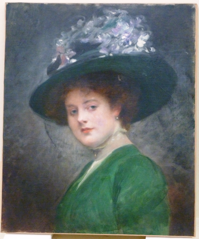 Portrait de Hortense Bücher coiffée d'un grand chapeau, Antonin Mercié, 1906-1916