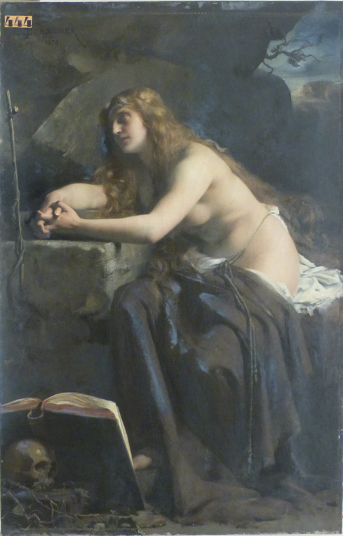 Sainte Madeleine en prière méditant sur un crâne, François Schommer, 1878