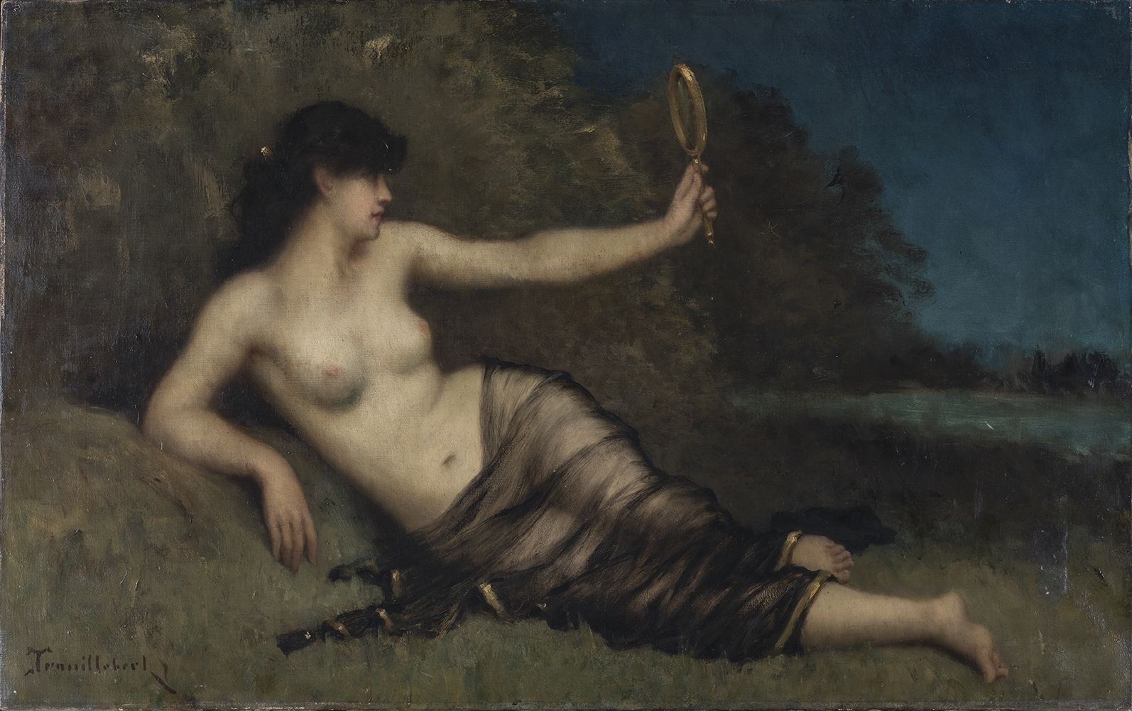 Femme se regardant dans un miroir, Paul Désiré Trouillebert, 19e siècle