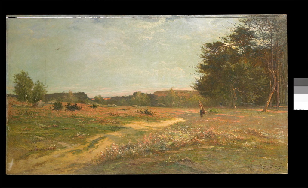 Paysage avec une porteuse de fagot ; Les bruyères du Long-Rocher, forêt de Fontainebleau_0