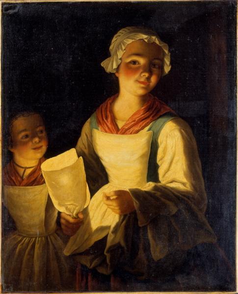 Jeunes filles allant au garde-manger, Gaspard Gresly, 18e siècle