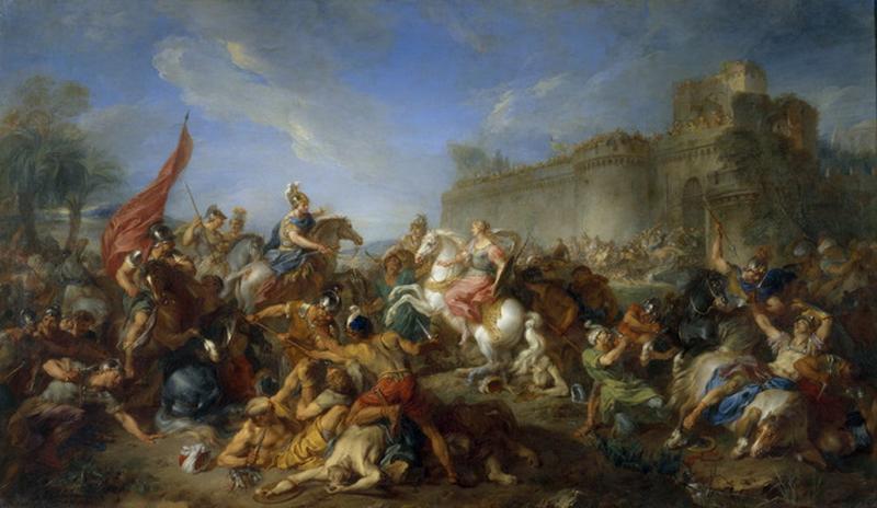 Tancrède rendant les armes à Clorinde, François Le Moyne, 1722