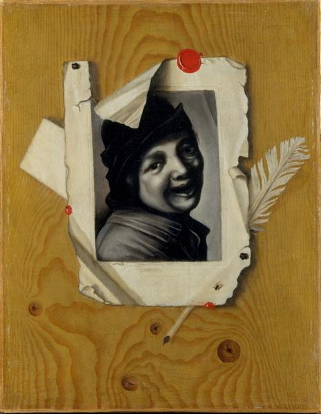 Trompe-l'oeil à la gravure du rieur, Gaspard Gresly, 18e siècle