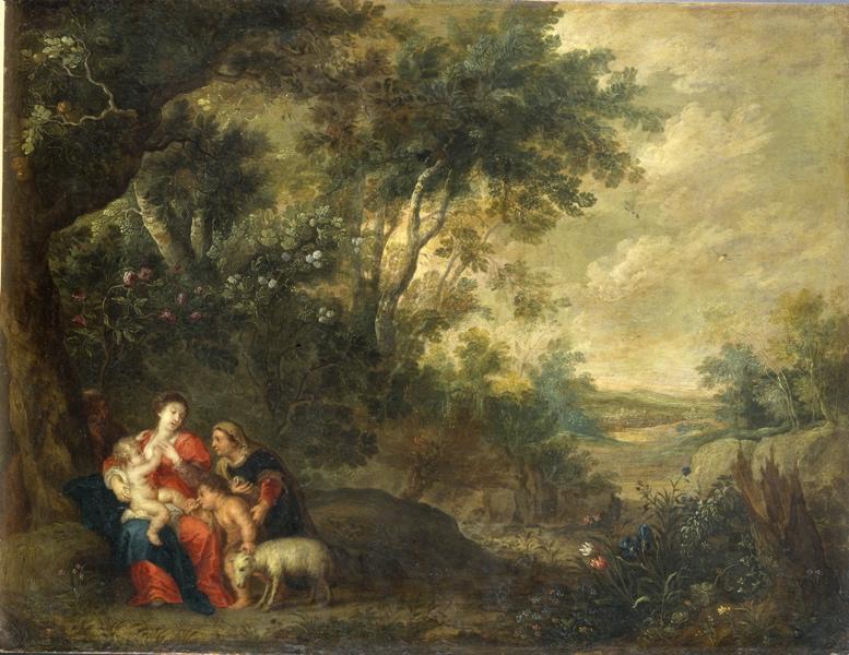 La Sainte Famille avec saint Jean-Baptiste et sainte Elisabeth, Pieter van Avont, 17e siècle