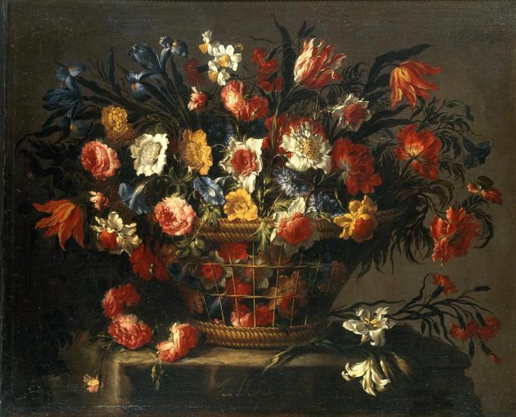 Corbeille de fleurs, Juan de Arellano, 1671 vers
