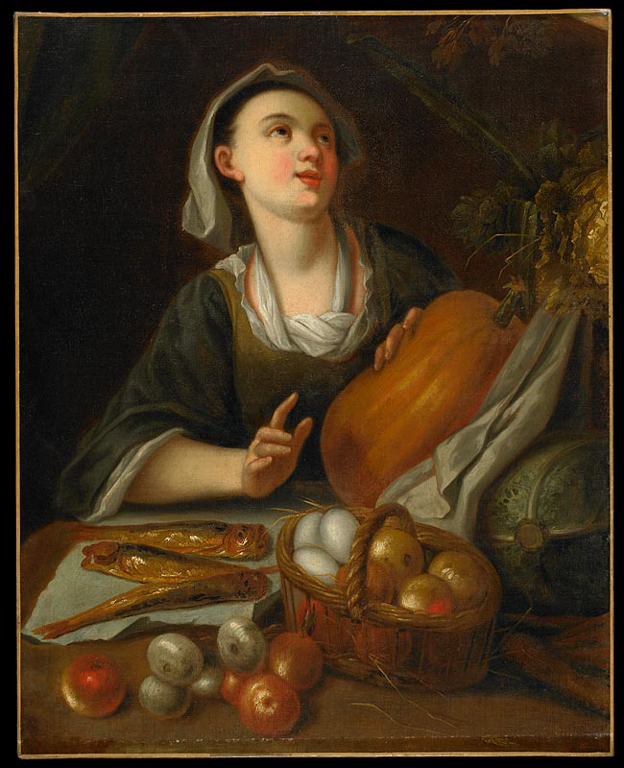 Cuisinière revenant du marché, Étienne Jeaurat, 18e siècle