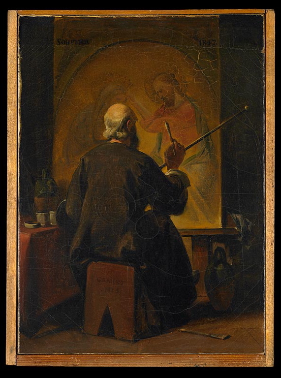 Moine peignant un Couronnement de la Vierge, François Marius Granet, 1847