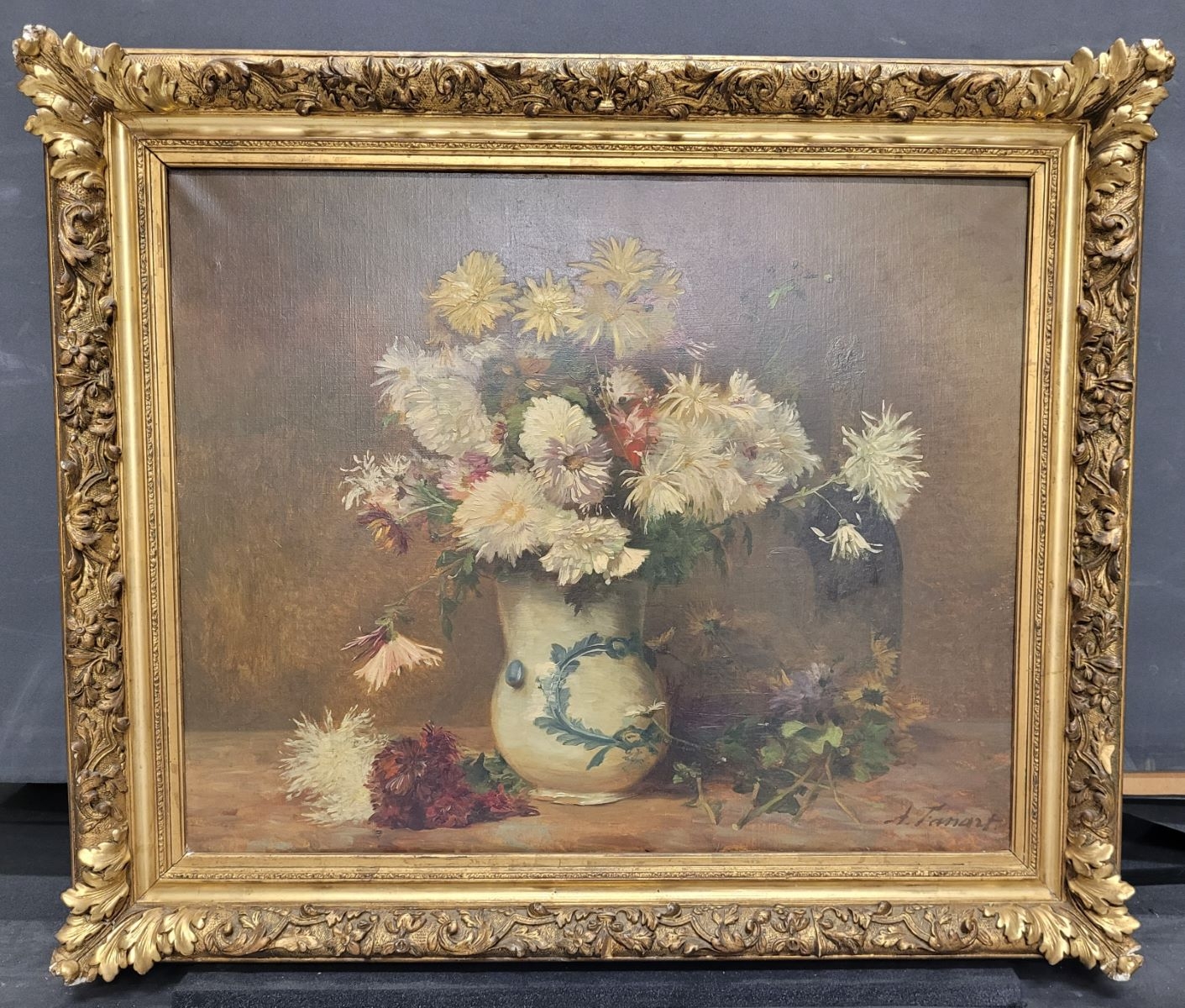 Chrysanthèmes dans un vase, Antonin Fanart, 1872 vers