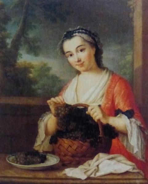 Jeune fille au panier de raisins, Gaspard Gresly, 18e siècle