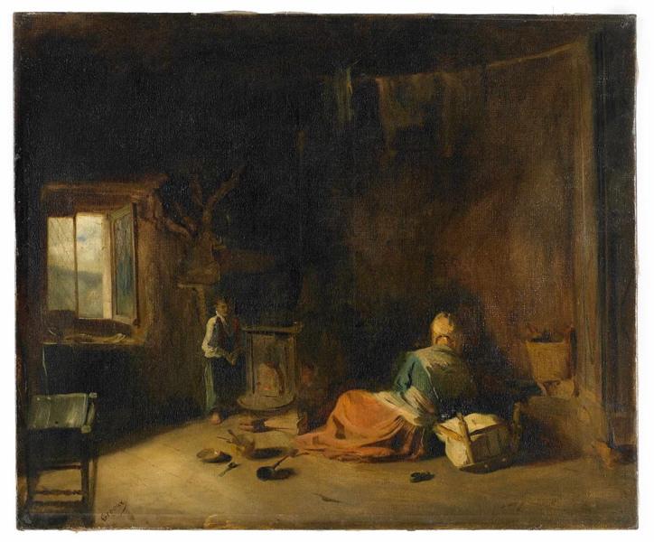 Intérieur villageois fait à Morre, près de Besançon, Jean Gigoux, 1832 vers