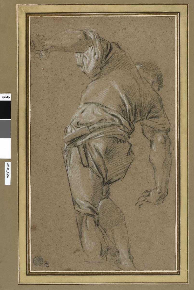 Étude d'homme vu de dos, sur une échelle, Jean-Baptiste Deshays, 1759 vers