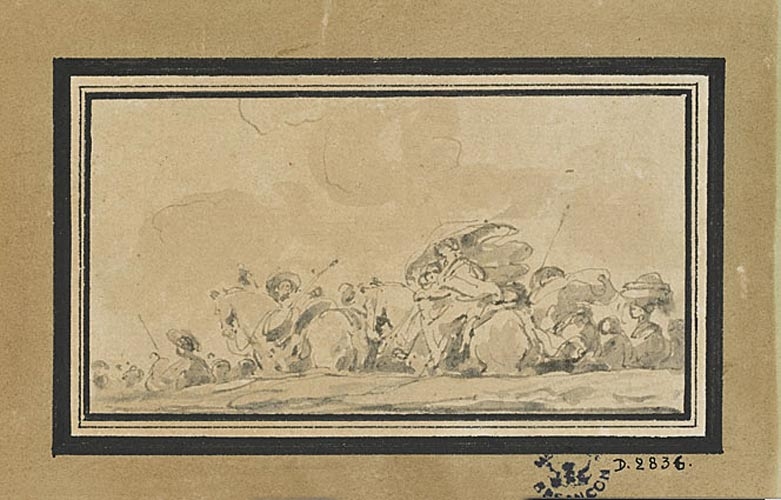 Marche d'une troupe de saltimbanques, Louis Durameau, 1764 vers