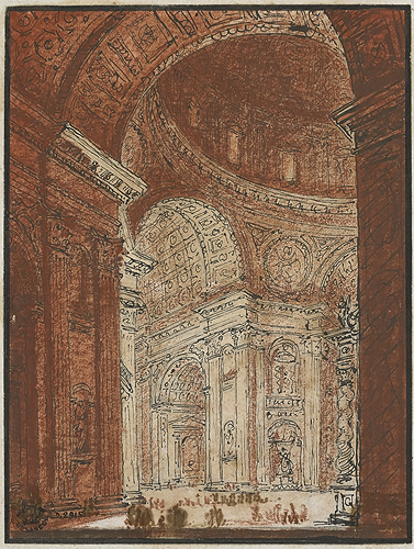 Intérieur de la basilique Saint-Pierre à Rome, Pierre Adrien Pâris, 2e moitié 18e siècle