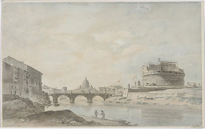 Le Tibre avec le pont et le château Saint-Ange à Rome, Alexis-Nicolas Pérignon, 1779 ?