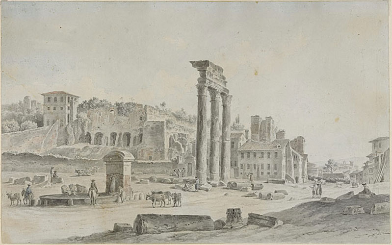 Les trois colonnes du Campo Vaccino, Alexis-Nicolas Perignon, 1780