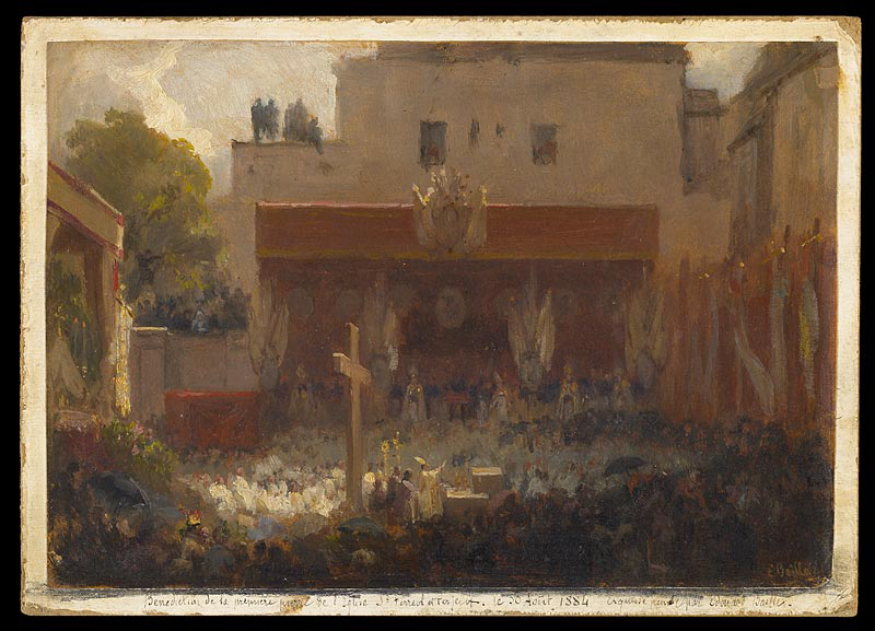 Bénédiction de la première pierre de l'église Saint-Ferréol-et-Ferjeux, le 30 août 1884, à Besançon, Édouard Baille, 1884