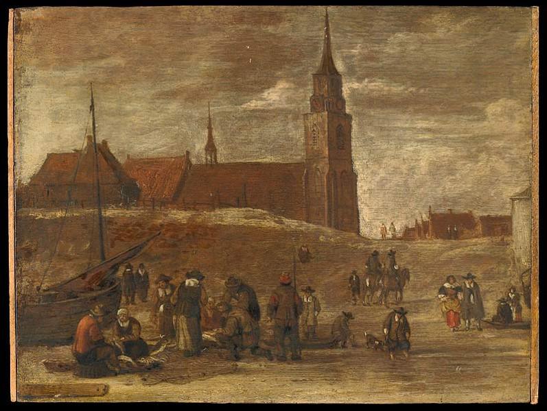 Débarquement du poisson au retour de la pêche, Cornelis Beelt, 17e siècle