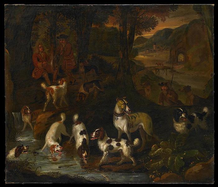 Chasseurs au repos et chiens, Adriaen Cornelisz Beeldemaker, 17e siècle