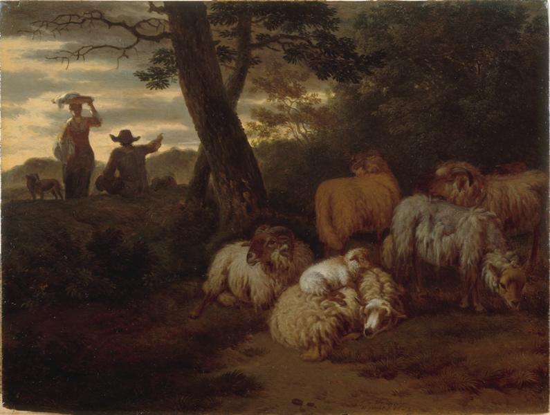 Troupeau de moutons et bergers, Jan III van der Meer, 17e siècle