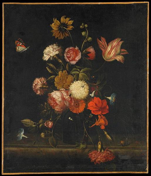 Vase de fleurs sur un entablement_0