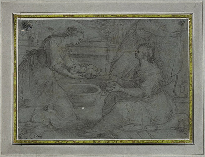 Etude pour une Nativité de la Vierge ou de saint Jean Baptiste (recto et verso), Filippo Bellini, 1585-1603