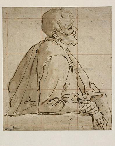Etude d'homme ; portrait d'homme de profil (ancien titre), Lazzaro Tavarone, 1er quart 17e siècle