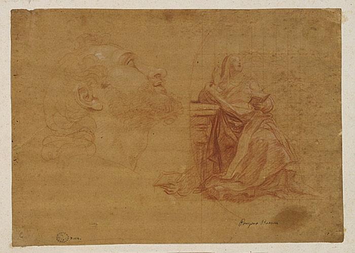 La Vierge et l'Enfant avec saint Jean Népomucène : saint Jean Népomucène ; Annonciation : la Vierge, Pompeo Batoni, 1742-1743