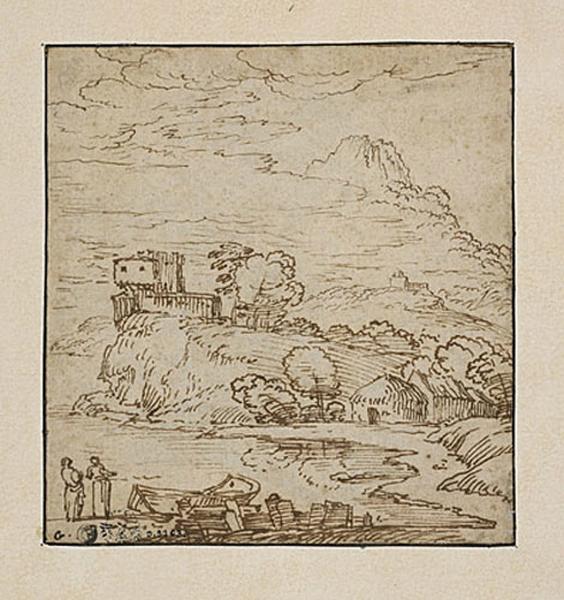 Paysage (recto) ; Saint Jean-Baptiste baptisant sur les bords du Jourdain_0