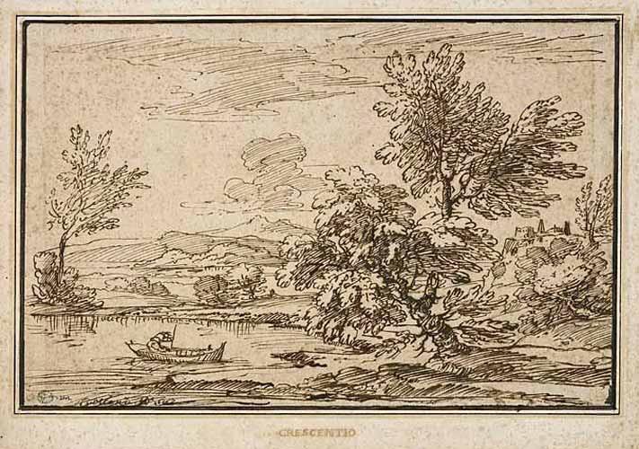 Paysage avec un pêcheur, Крещенцо Онофри