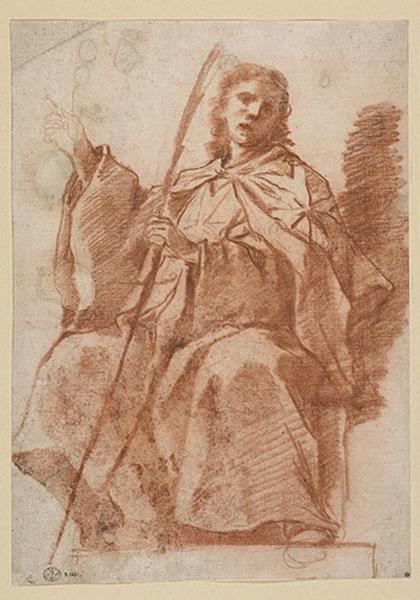 Saint assis avec une palme (recto) ; Homme en buste (verso)_0