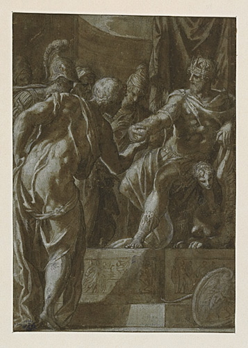 Misès offrant une grenade à Artaxerxès, Giuseppe Porta, 1550-1560