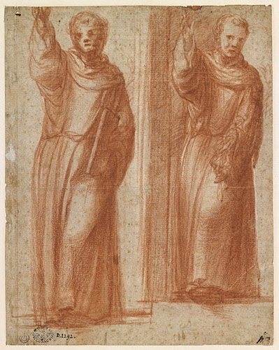 Deux études pour un saint Antoine (recto) ; saint François tenant un crucifix (verso), Michelangelo Anselmi, 1522-1524