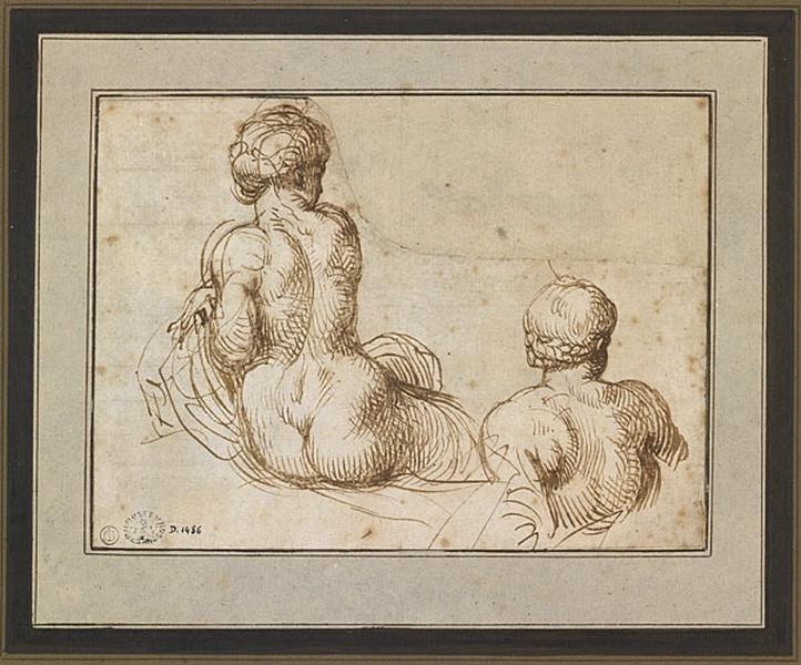 Etudes de femmes nues vues de dos, Domenico Campagnola, 16e siècle