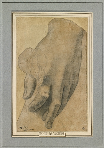 Étude de main tenant l'extrémité d'un linge, Daniele Da Volterra, 1545 vers